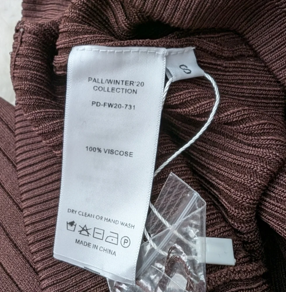China Peter Do Brown Flared Ribbed Pants small - Picture 13 of 16
